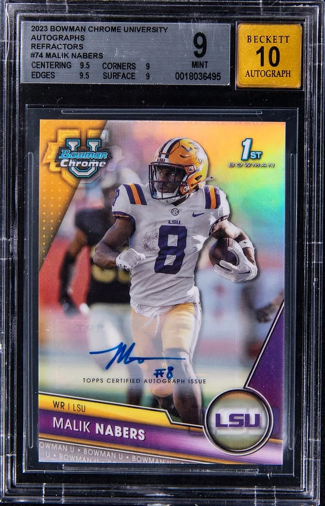 2023 Bowman Chrome University Malik Nabers Autographs-Refractors #74 card image