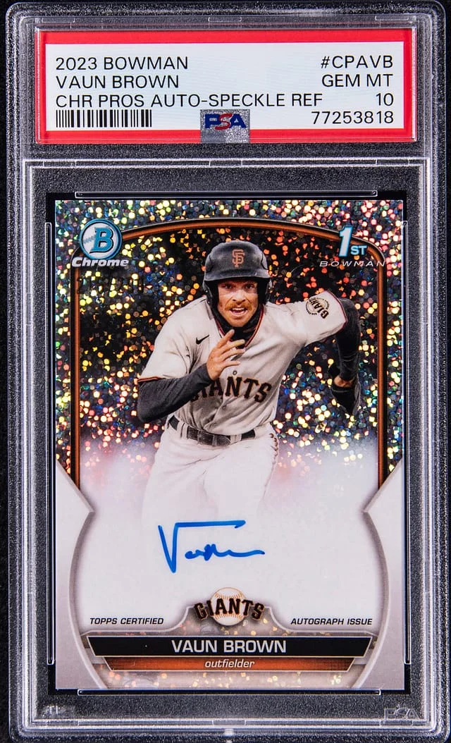 2023 Bowman Chrome Vaun Brown Prospect Autographs Speckle Refractor #CPAVB card image