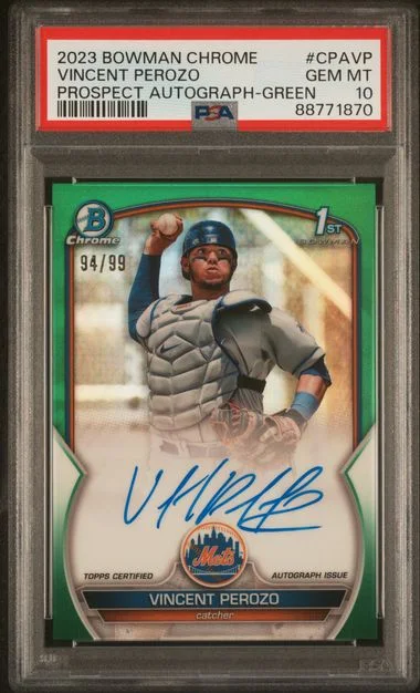 2023 Bowman Chrome Vincent Perozo Prospect Autographs Green #CPA-CP card image