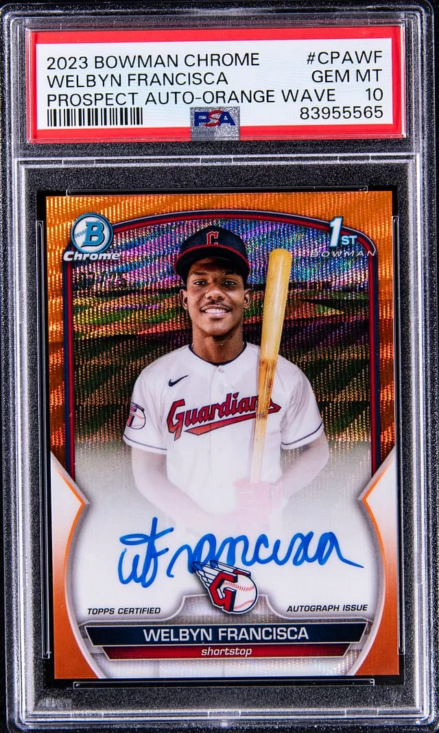 2023 Bowman Chrome Welbyn Francisca Prospect Autographs Orange Wave Refractor #CPA-WF card image