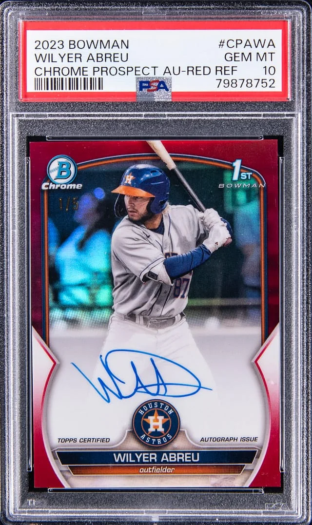 2023 Bowman Chrome Wilyer Abreu Prospect Autograph Red Refractor #CPA-WA card image