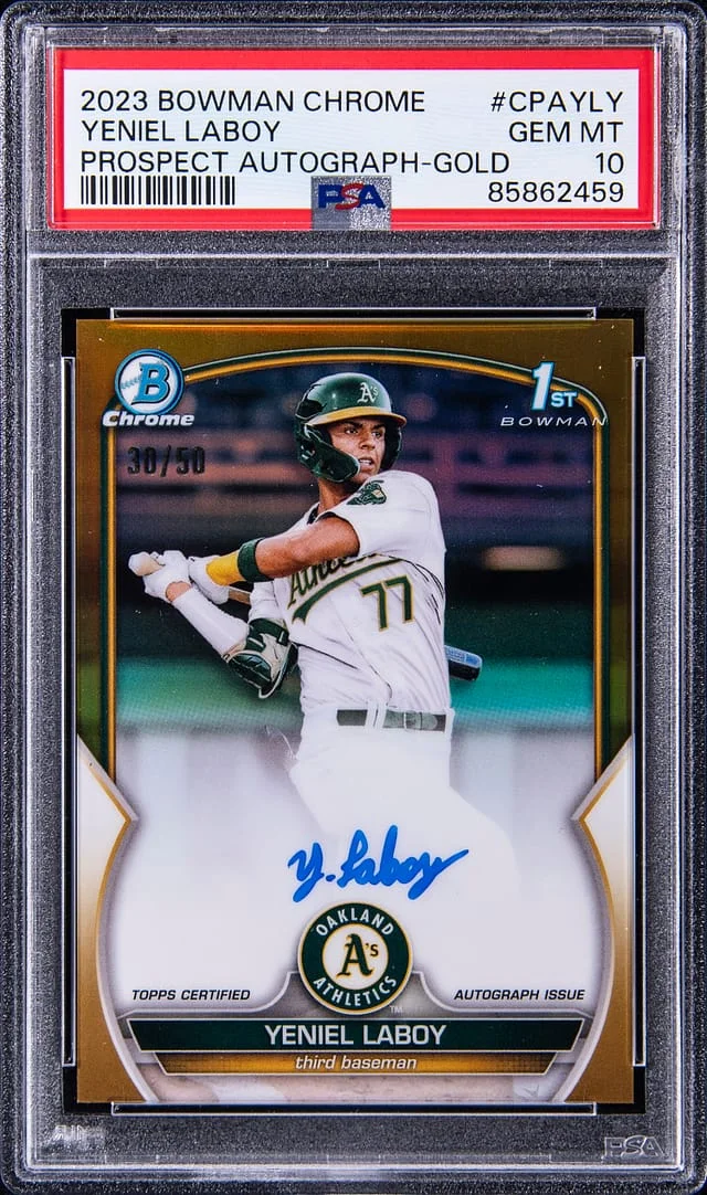 2023 Bowman Chrome Yeniel Laboy Prospect Autographs Gold Refractor #CPAYLY card image