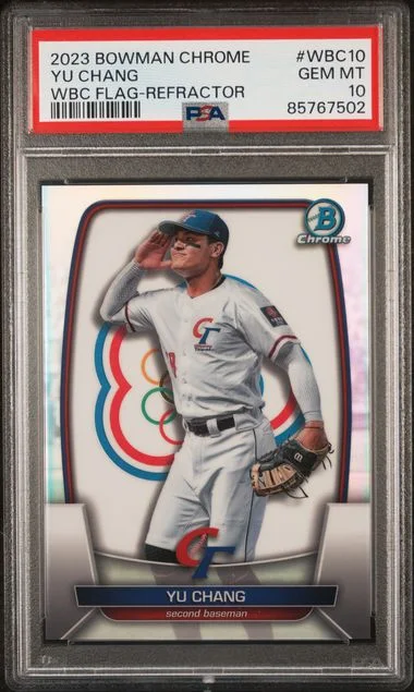 2023 Bowman Chrome Yu Chang World Baseball Classic Flag Refractor #WBC10 card image
