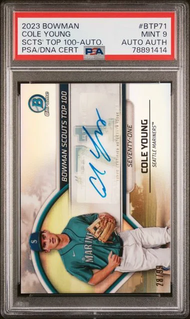 2023 Bowman Cole Young Scouts' Top 100 Autograph #BTP71 card image
