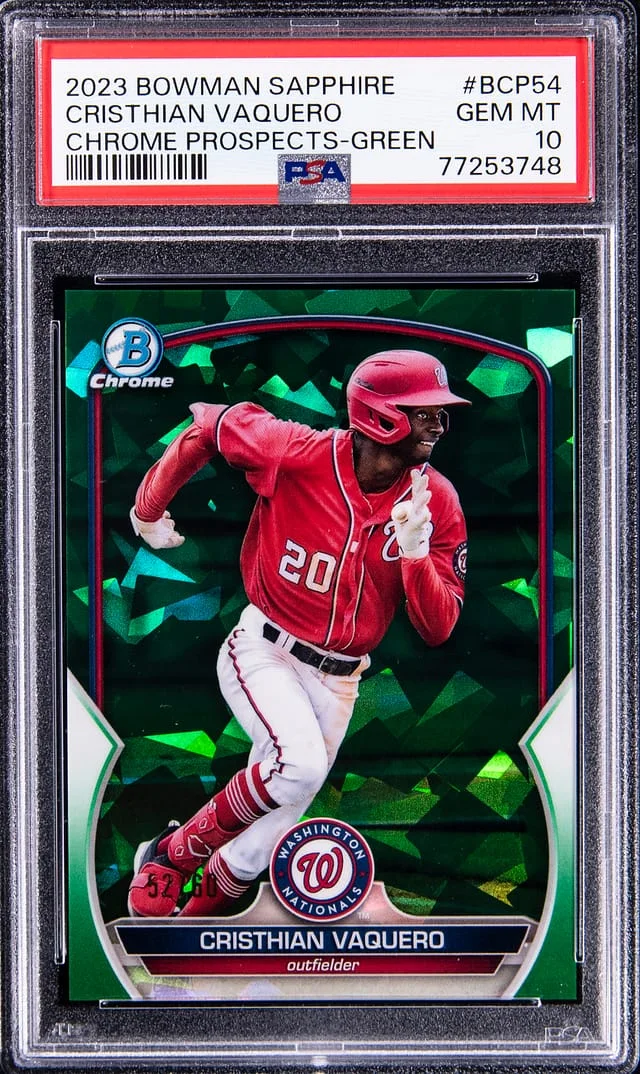 2023 Bowman Cristhian Vaquero Sapphire Chrome Prospects Green #BCP54 card image