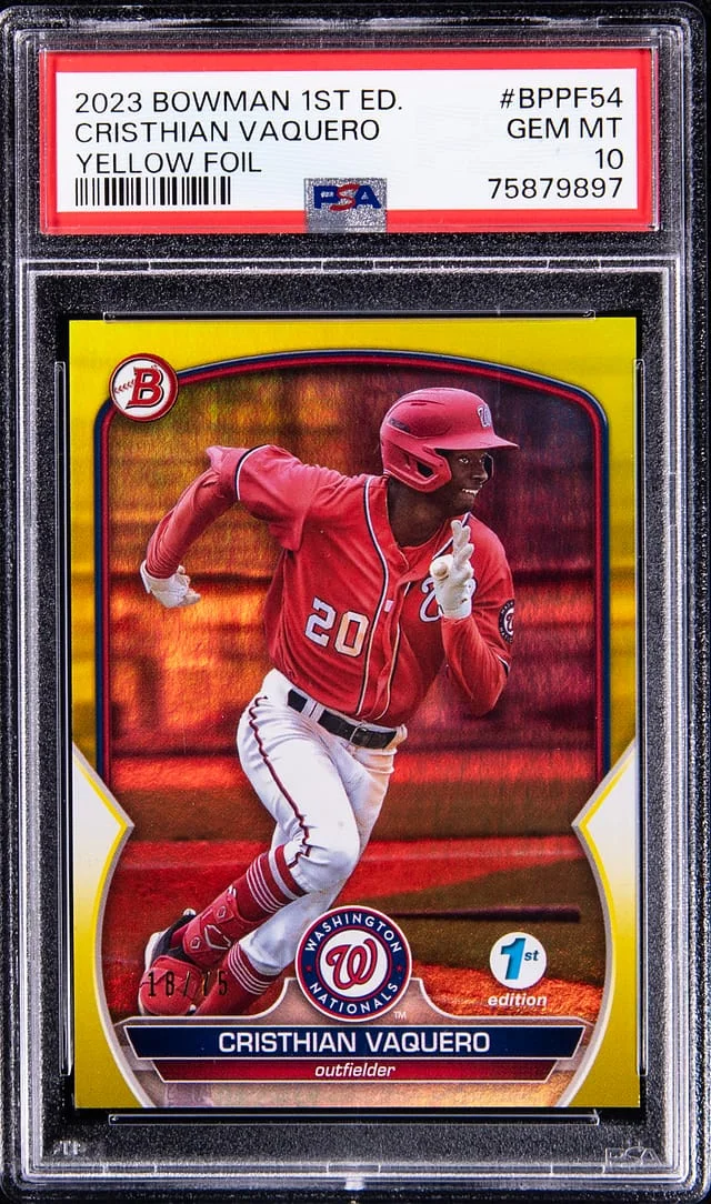 2023 Bowman Cristhian Vaquero 1st Edition Yellow Foil #BPPF54 card image