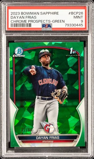 2023 Bowman Dayan Frias Sapphire Edition Chrome Prospects Green #BCP-26 card image