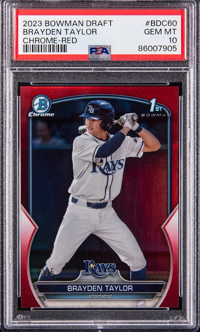 2023 Bowman Draft Brayden Taylor Chrome Red #BDC-60 card image