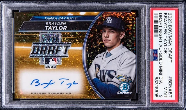 2023 Bowman Draft Brayden Taylor Night Autograph Gold Mini Diamonds #BDNABT card image