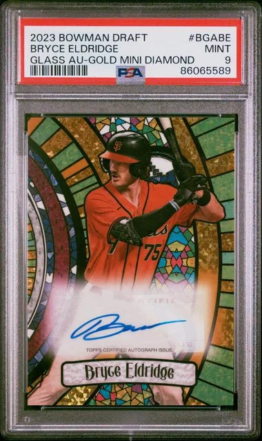 2023 Bowman Draft Bryce Eldridge Bowman Glass Autograph Gold Mini Diamond #BGA-BE card image