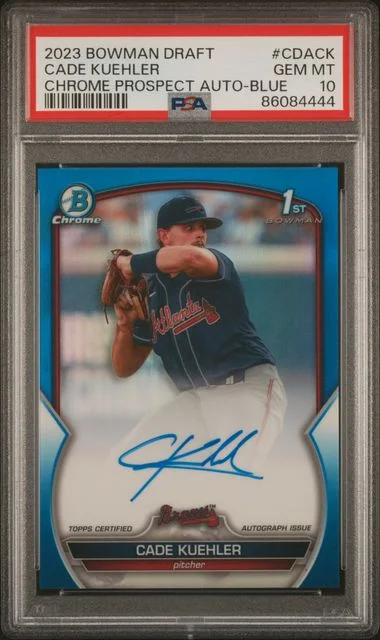 2023 Bowman Draft Cade Kuehler Chrome Prospect Autograph Blue #CDA-CK card image