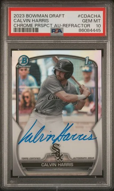 2023 Bowman Draft Calvin Harris Chrome Prospect Autograph Refractor #CDA-CHA card image