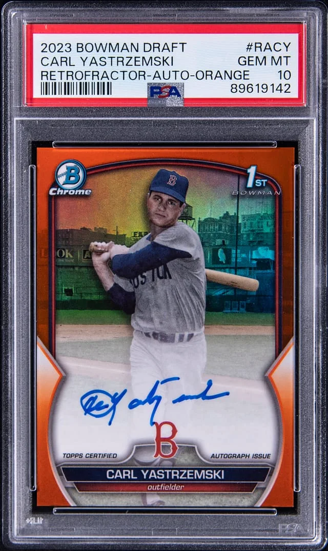2023 Bowman Draft Carl Yastrzemski RetroFractor Autographs Orange Refractor #RA-CY card image