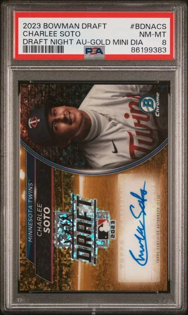 2023 Bowman Draft Charlee Soto Bowman Draft Night Autograph Gold Mini Diamond #BDNA-CS card image