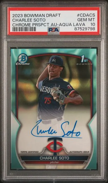 2023 Bowman Draft Charlee Soto Chrome Prospect Autograph Aqua Lava #CDACS card image