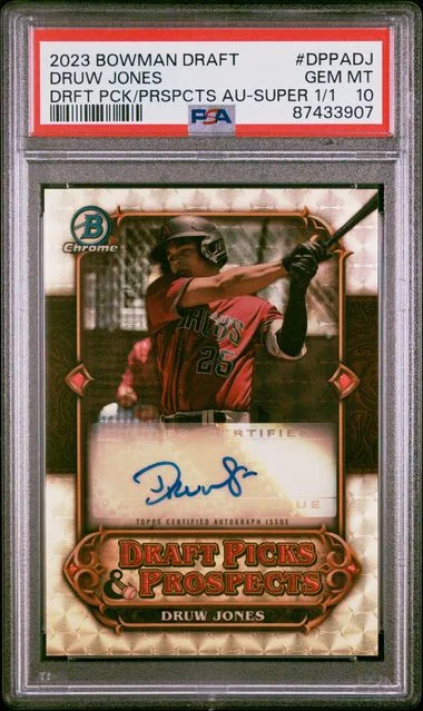 2023 Bowman Draft Druw Jones Draft Picks & Prospects Autograph Superfractor #DPPADJ card image