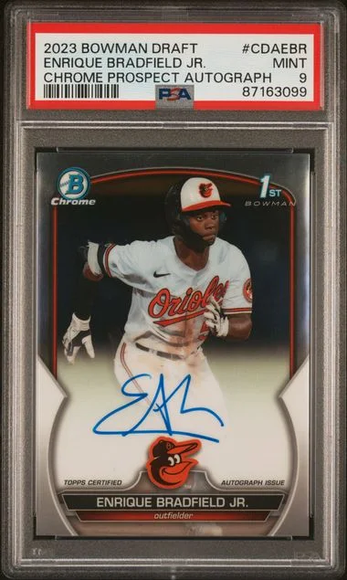 2023 Bowman Draft Enrique Bradfield Jr. Chrome Prospect Autograph Blue Wave #CDA-EBR card image