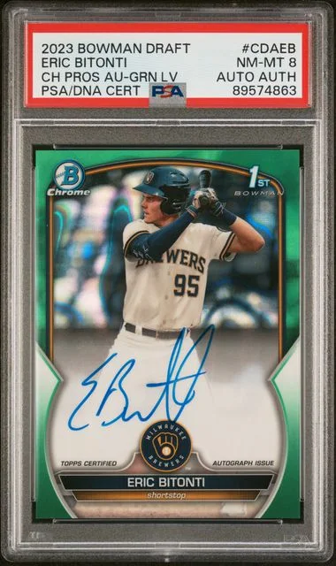 2023 Bowman Draft Eric Bitonti Chrome Prospect Autograph Green Lava #CDA-EB card image