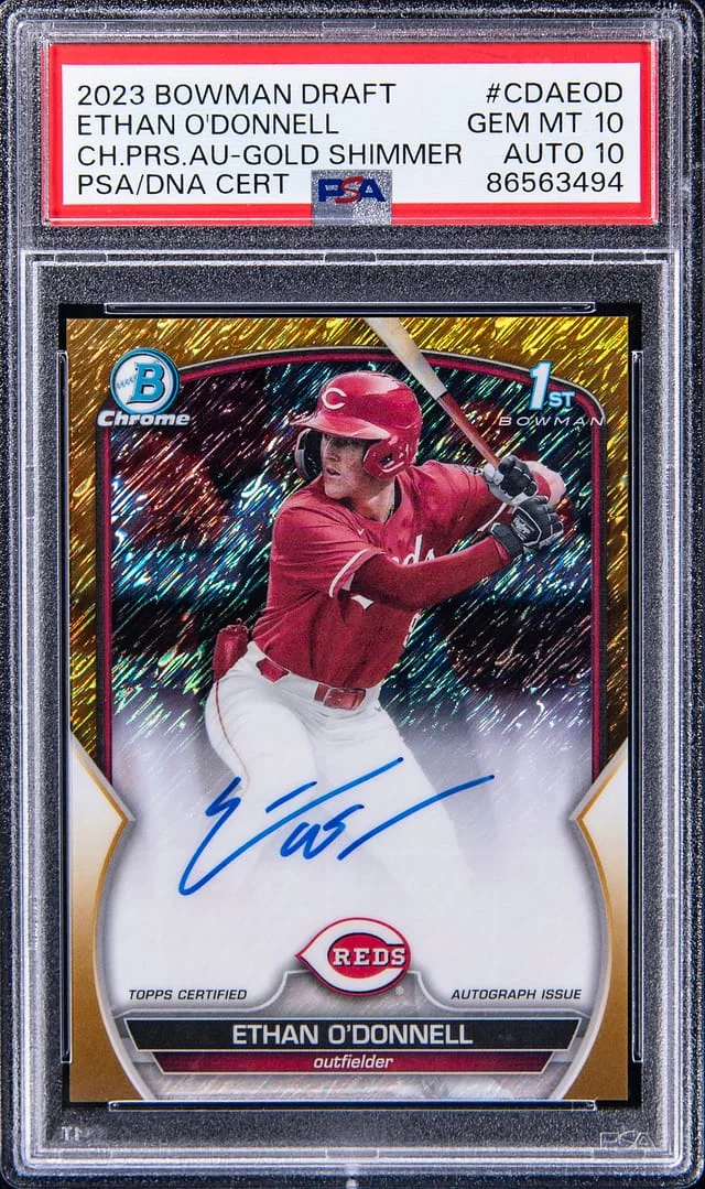 2023 Bowman Draft Ethan O'Donnell Chrome Prospect Autographs Gold Shimmer Refractor #CDA-EOD card image