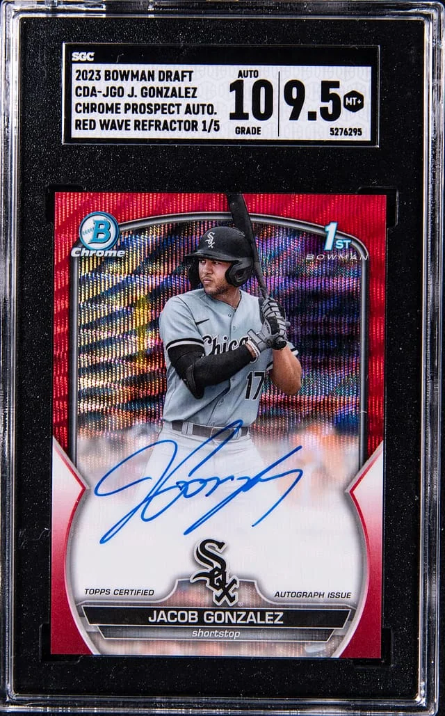 2023 Bowman Draft Jacob Gonzalez Chrome Draft Prospect Autographs Red Wave #CDA-JGO card image