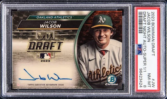 2023 Bowman Draft Jacob Wilson Draft Night Autographs SuperFractor #BDNA-JW card image