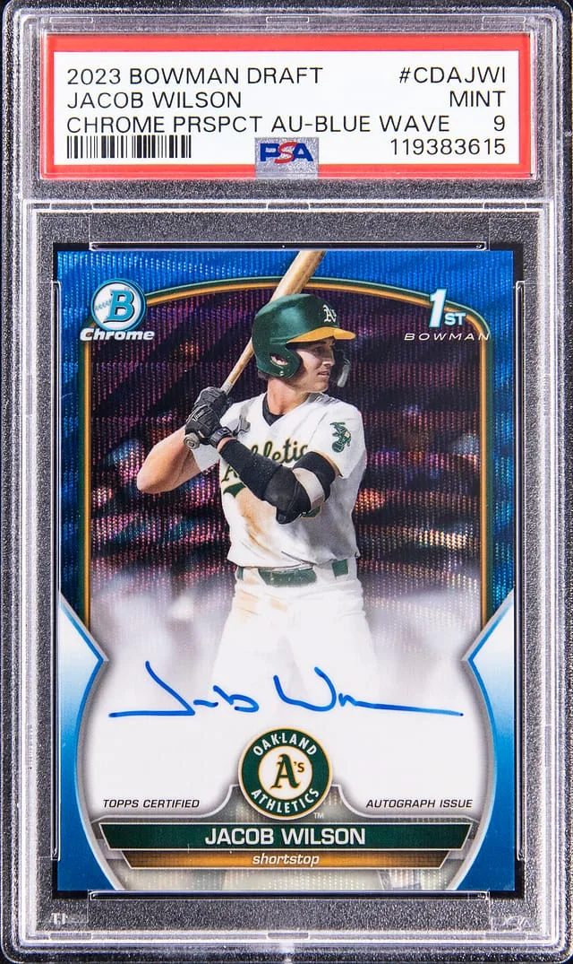 2023 Bowman Draft Jacob Wilson Chrome Prospect Autograph #CDAJWI card image