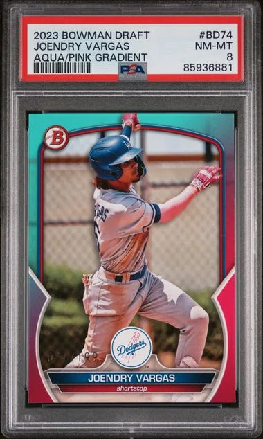 2023 Bowman Draft Joendry Vargas Aqua/Pink Gradient #BD74 card image