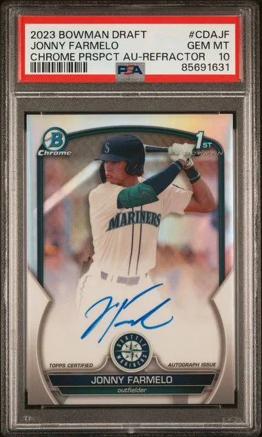 2023 Bowman Draft Jonny Farmelo Chrome Prospect Autograph Refractor #CDA-JF card image