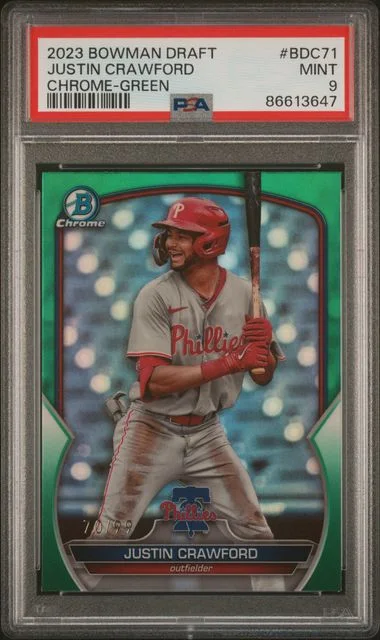 2023 Bowman Draft Justin Crawford Chrome-Yellow #BDC71 card image