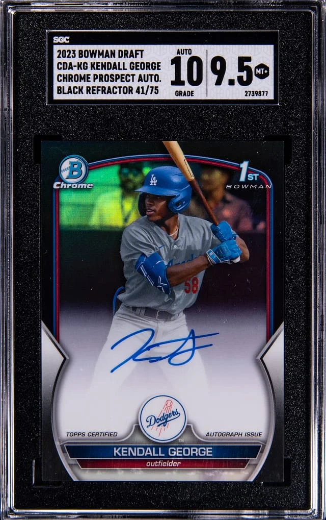 2023 Bowman Draft Kendall George Chrome Prospect Autograph Black Refractor #CDA-KG card image
