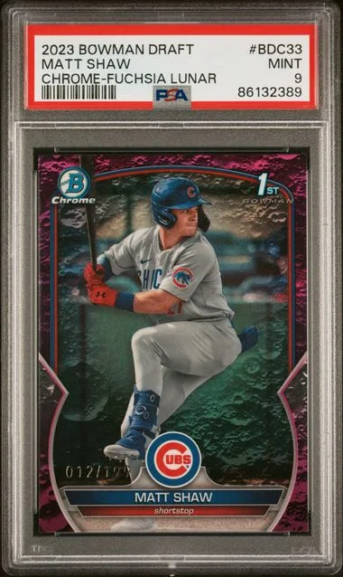 2023 Bowman Draft Matt Shaw Chrome-Fuchsia Lunar #BDC33 card image