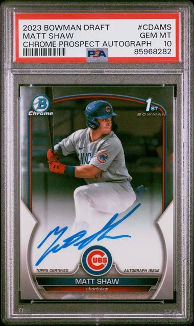 2023 Bowman Draft Matt Shaw Chrome Prospect Autograph #CDA-MS card image