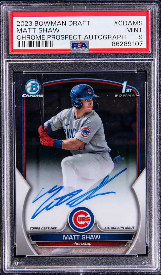 2023 Bowman Draft Matt Shaw Chrome Prospect Autograph #CDAMS card image