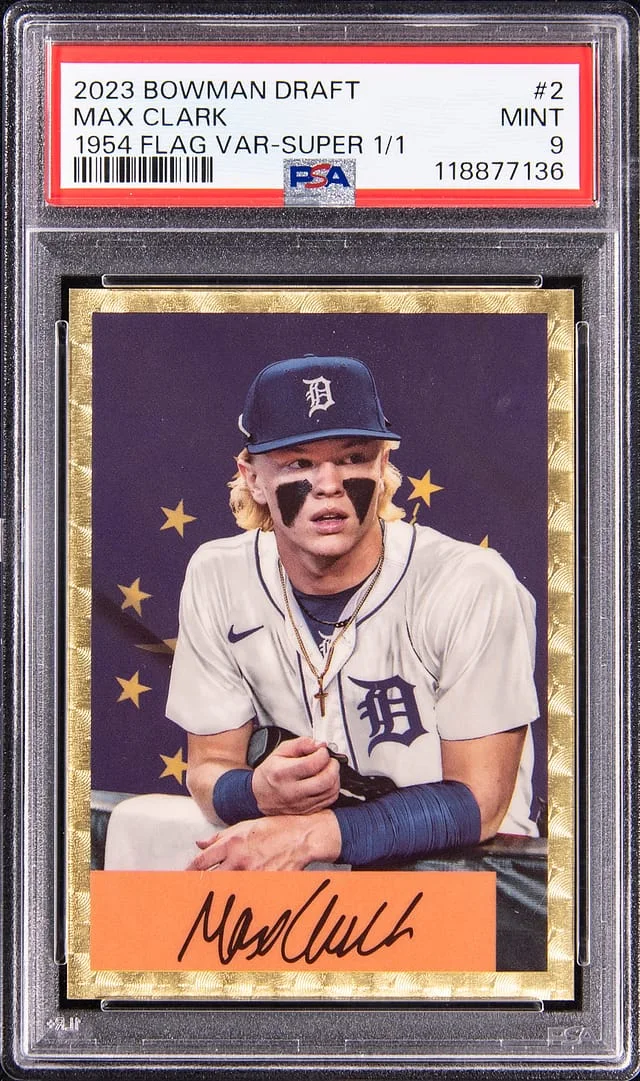 2023 Bowman Draft Max Clark 1954 Flag Variation SuperFractor #2 card image