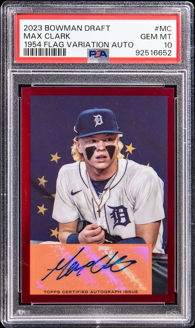 2023 Bowman Draft Max Clark 1954 Flag Variation Autograph #54FAV-MC card image