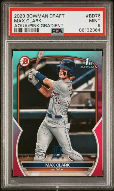 2023 Bowman Draft Max Clark Aqua/Pink Gradient #BD76 card image