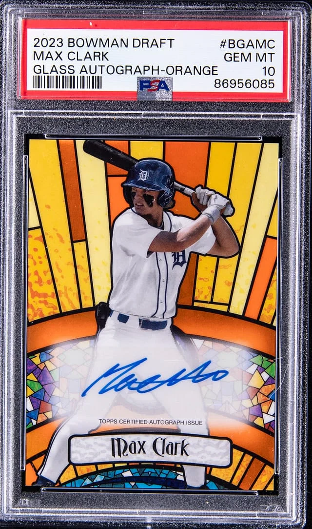 2023 Bowman Draft Max Clark Bowman Glass Autograph Orange Refractor #BGAMC card image