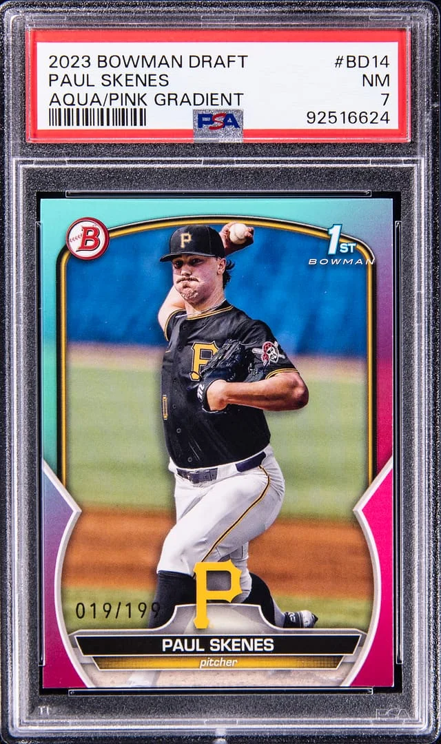 2023 Bowman Draft Paul Skenes Aqua/Pink Gradient #BD14 card image