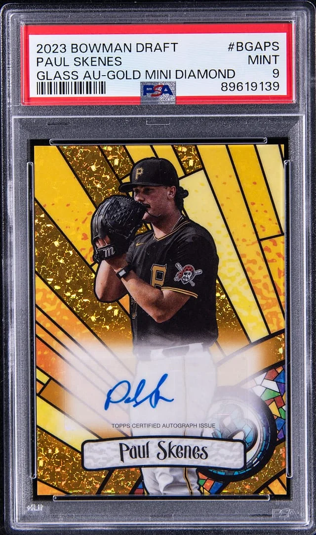 2023 Bowman Draft Paul Skenes Glass Autographs Gold Mini-Diamond Refractor #BGA-PS card image