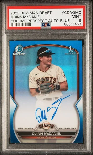 2023 Bowman Draft Quinn Mcdaniel Chrome Prospect Autograph #CDA-QMC card image