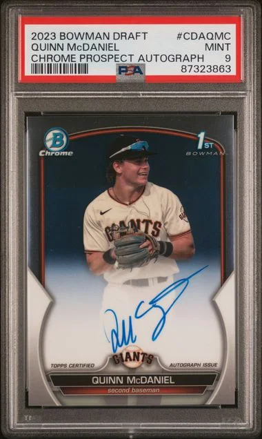 2023 Bowman Draft Quinn Mcdaniel Chrome Prospect Autograph #CDAQMC card image