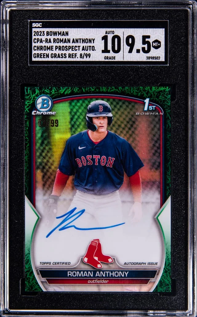2023 Bowman Draft Roman Anthony Chrome Prospect Autograph Green Grass Refractor #CPA-RA card image