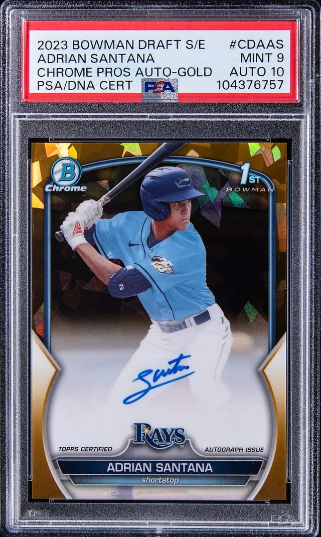 2023 Bowman Draft Sapphire Adrian Santana Chrome Prospect Autograph Gold #CDA-AS card image