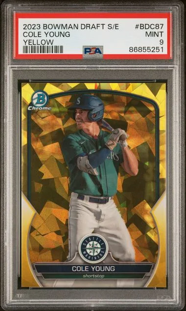 2023 Bowman Draft Sapphire Cole Young Edition Yellow #BDC87 card image