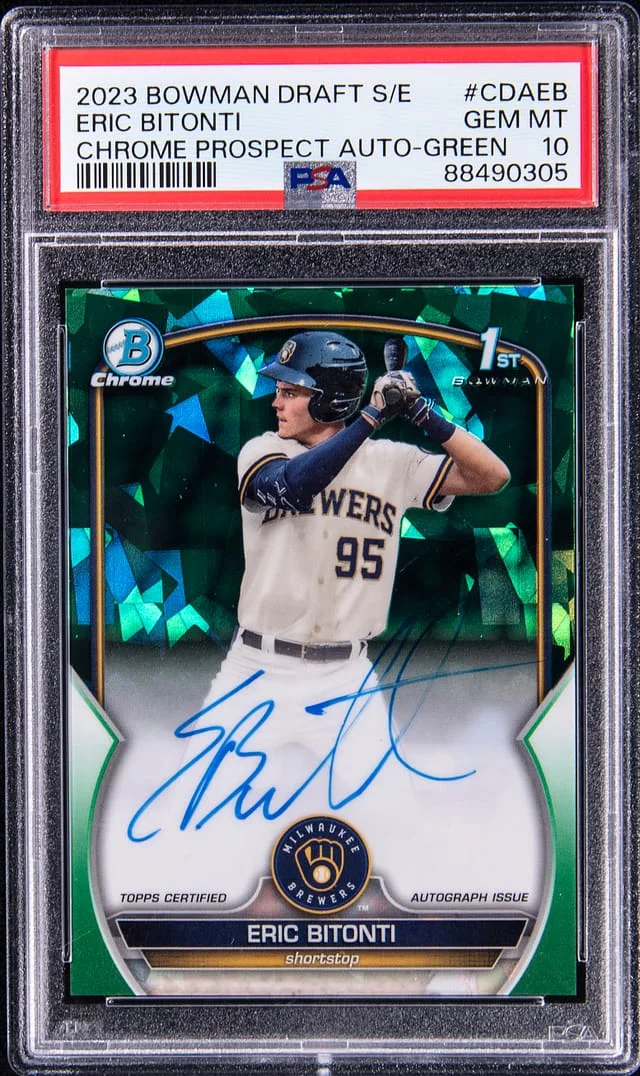 2023 Bowman Draft Sapphire Eric Bitonti Edition Chrome Prospect Autograph-Green #CDAEB card image