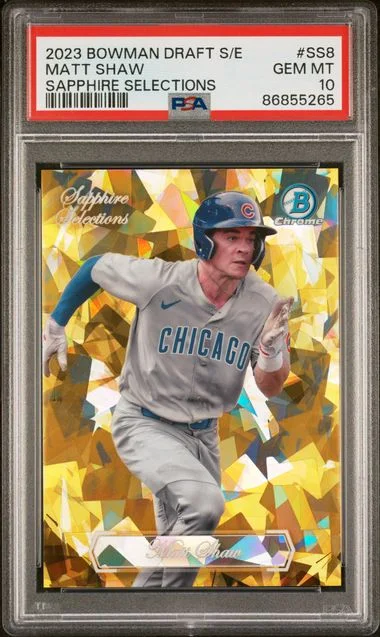 2023 Bowman Draft Sapphire Matt Shaw Edition Sapphire Selections Gold #SS8 card image