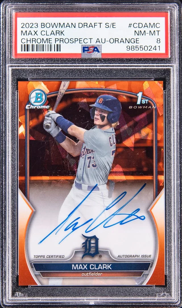 2023 Bowman Draft Sapphire Max Clark Edition Chrome Prospect Autograph Orange #CDA-MC card image