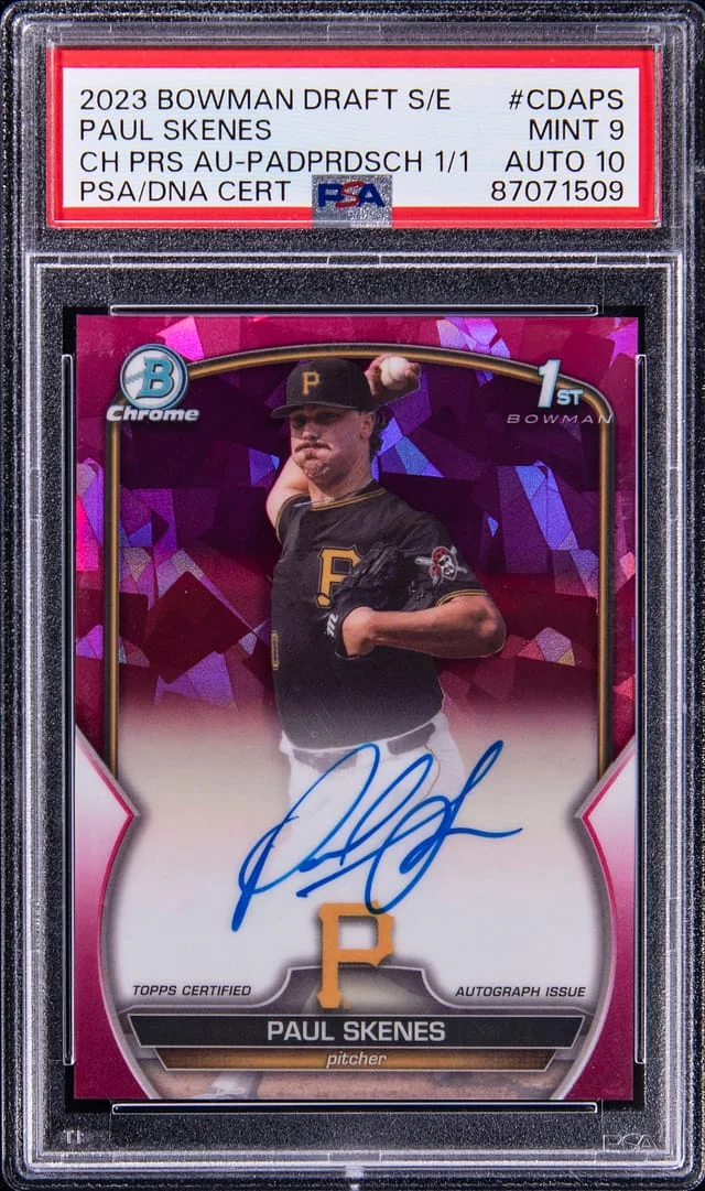 2023 Bowman Draft Sapphire Paul Skenes Edition Chrome Prospect Autographs Padparadscha #CPA-PS card image