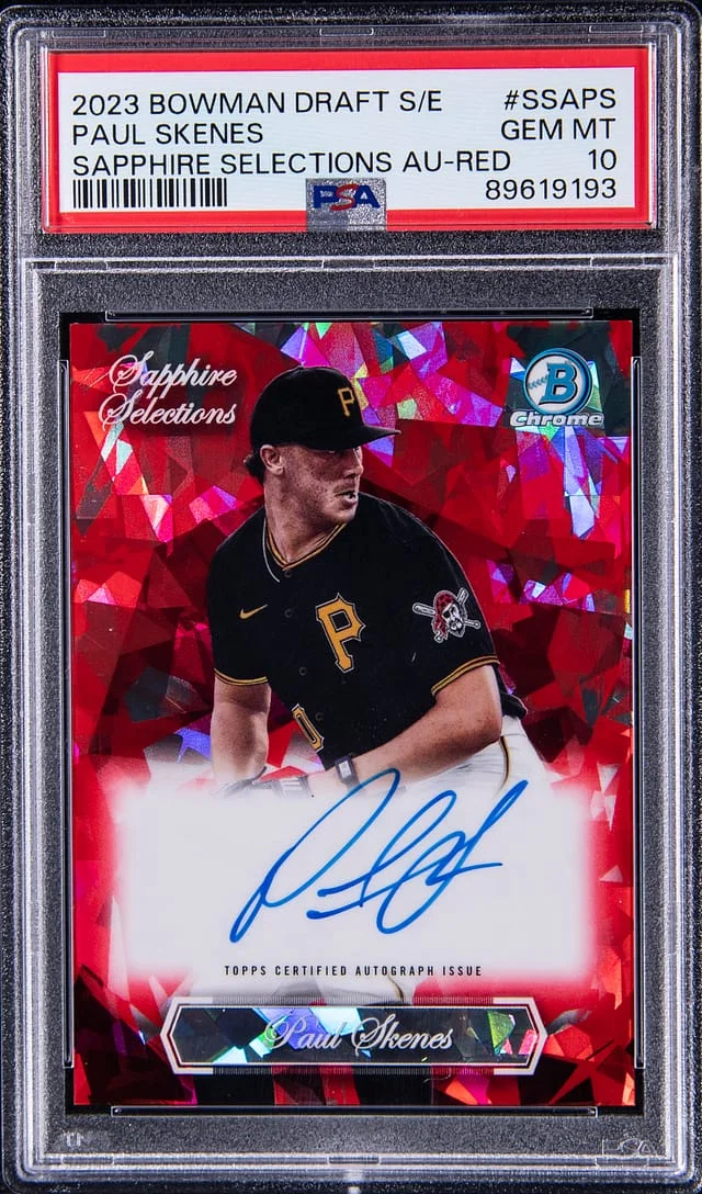 2023 Bowman Draft Sapphire Paul Skenes Edition Sapphire Selections Autographs Red Refractor #SSA-PS card image