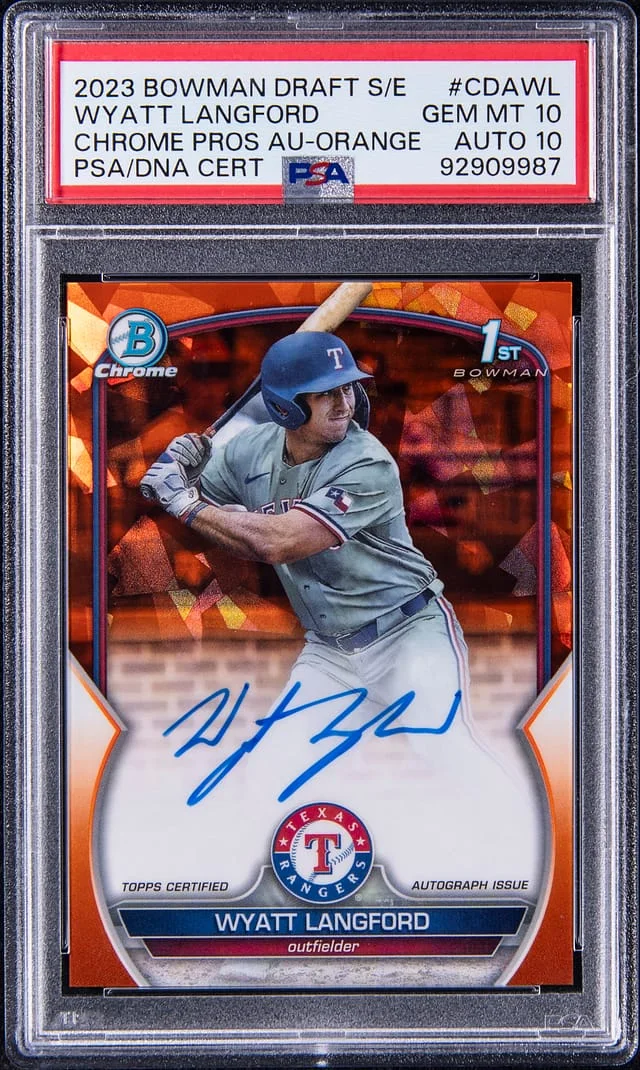 2023 Bowman Draft Sapphire Wyatt Langford Edition Chrome Autograph Gold #CDA-WL card image